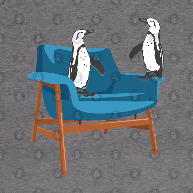 African Penguins Meet up on a Vintage Chair by Lisa Williams Design